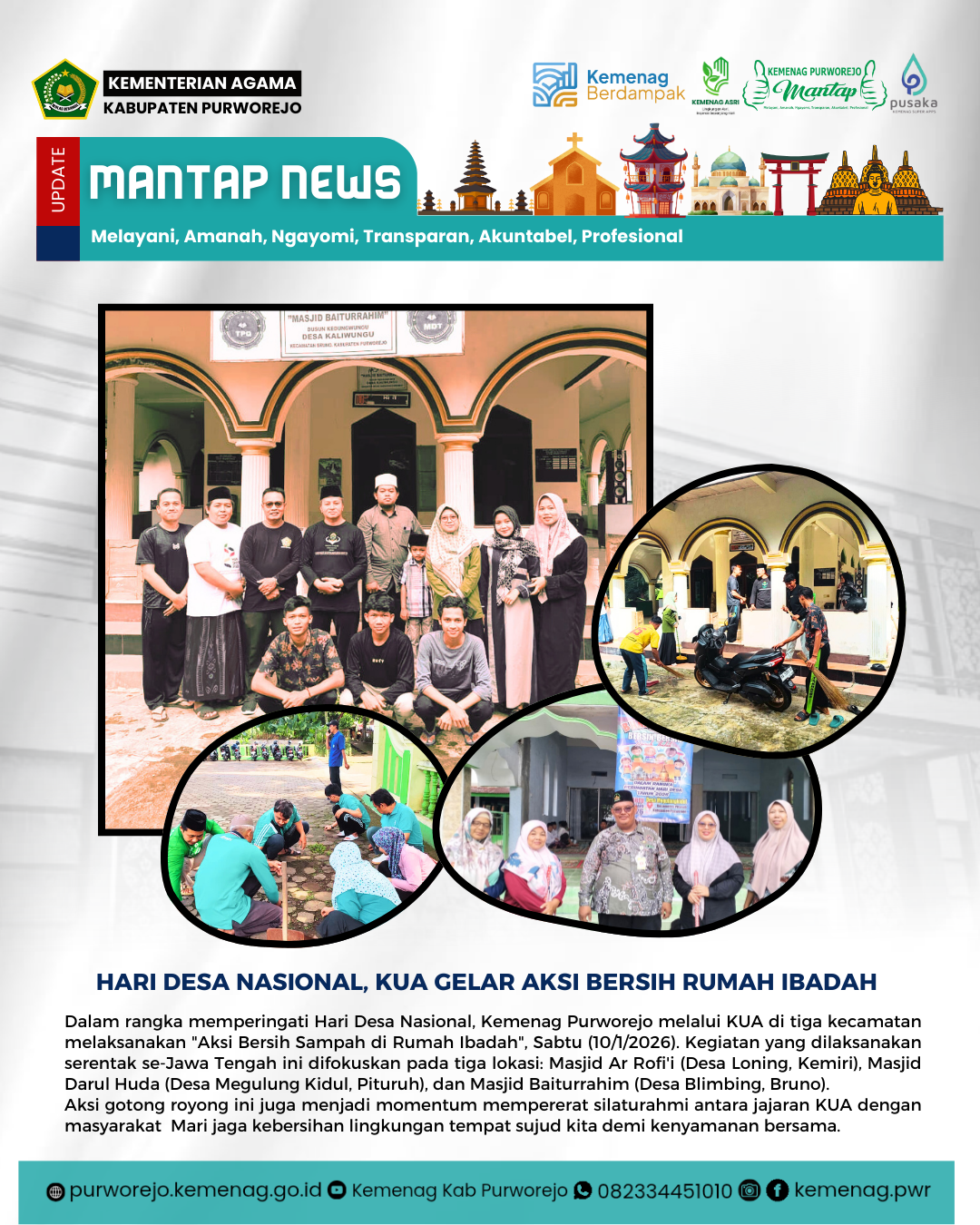 Hari Desa Nasional, KUA Gelar Aksi Bersih Rumah Ibadah Serentak